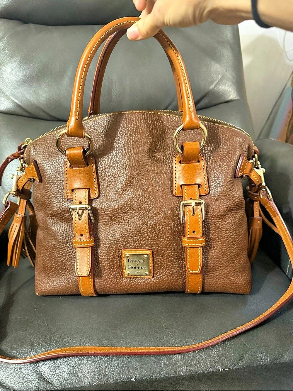Dooney & Bourke Pebble Grain Bristol Satchel Leather Brown